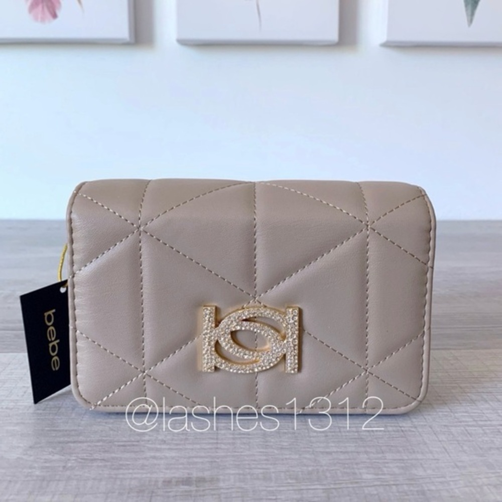 BEBE Bag Zaza Quilted Flap Crossbody - Taupe